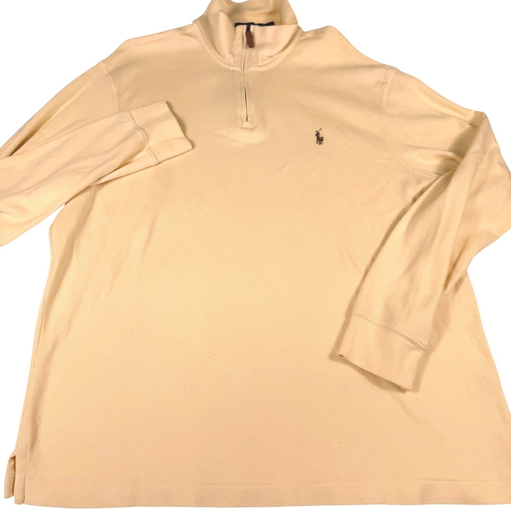 Polo Ralph Lauren Quarter Zip Pullover XL Cream Estate Rib Cotton Pony Logo